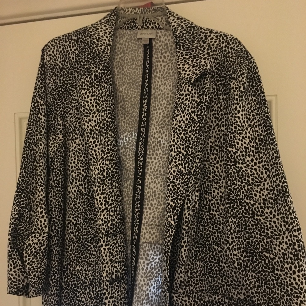 Animal Print Blazer Office Career Work Plus Size 18/20 Black White Print Stretch